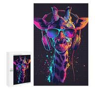 1000 PCS Puzzles Giraffe with Headphones and Sunglasses Puzzles pour Adolescents : Amusants Et Humoristiques ! Chaque Pièce Est Unique - Jouets Éducatifs