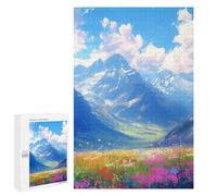1000 PCS Puzzles Mountain Valley with Wildflowers Puzzles pour Adolescents : Amusants Et Humoristiques ! Chaque Pièce Est Unique - Jouets Éducatifs