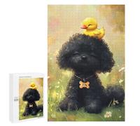 1000 PCS Puzzles pour Adolescentes Adorable Poodle with Yellow Duck Puzzle pour Adolescentes - Défi Difficile - Défi Éducatif - Amusement en Famille Et Soirée Jeux 1000 PCS