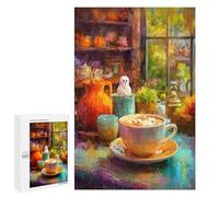 1000 PCS Puzzles pour Adolescentes Autumn Cozy Coffee Scene Puzzle pour Adolescentes - Défi Difficile - Défi Éducatif - Amusement en Famille Et Soirée Jeux 1000 PCS