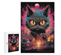 1000 PCS Puzzles pour Adolescentes Black Cat Chaos Urban Fantasy Artwork Puzzle pour Adolescentes - Défi Difficile - Défi Éducatif - Amusement en Famille Et Soirée Jeux 1000 PCS