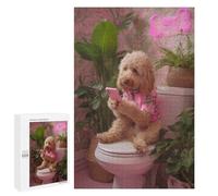 1000 PCS Puzzles pour Adolescentes Chill Poodle on Toilet with Phone Puzzle pour Adolescentes - Défi Difficile - Défi Éducatif - Amusement en Famille Et Soirée Jeux 1000 PCS