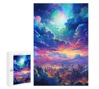 1000 PCS Puzzles pour Adolescentes City Lights Under Rainbow Sky Puzzle pour Adolescentes - Défi Difficile - Défi Éducatif - Amusement en Famille Et Soirée Jeux 1000 PCS