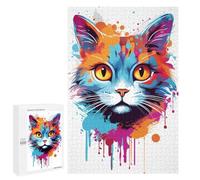 1000 PCS Puzzles pour Adolescentes Colorful Abstract Cat Art Print-10 Puzzle pour Adolescentes - Défi Difficile - Défi Éducatif - Amusement en Famille Et Soirée Jeux 1000 PCS
