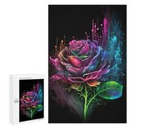 1000 PCS Puzzles pour Adolescentes Colorful Neon Rose Art Print Puzzle pour Adolescentes - Défi Difficile - Défi Éducatif - Amusement en Famille Et Soirée Jeux 1000 PCS
