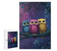 1000 PCS Puzzles pour Adolescentes Colorful Night Owls Art Print-1 Puzzle pour Adolescentes - Défi Difficile - Défi Éducatif - Amusement en Famille Et Soirée Jeux 1000 PCS