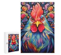 1000 PCS Puzzles pour Adolescentes Colorful Rooster Art Print Puzzle pour Adolescentes - Défi Difficile - Défi Éducatif - Amusement en Famille Et Soirée Jeux 1000 PCS