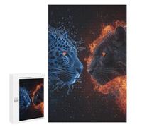 1000 PCS Puzzles pour Adolescentes Fire Vs. Ice Wildlife Energy Battle Puzzle pour Adolescentes - Défi Difficile - Défi Éducatif - Amusement en Famille Et Soirée Jeux 1000 PCS
