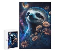 1000 PCS Puzzles pour Adolescentes Galactic Sloth with Flowers -1 Puzzle pour Adolescentes - Défi Difficile - Défi Éducatif - Amusement en Famille Et Soirée Jeux 1000 PCS