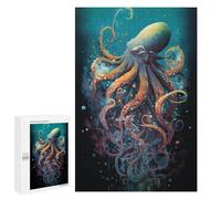 1000 PCS Puzzles pour Adolescentes Oceanic Octopus Art Print Puzzle pour Adolescentes - Défi Difficile - Défi Éducatif - Amusement en Famille Et Soirée Jeux 1000 PCS