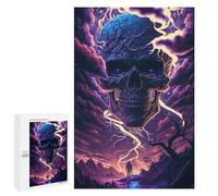 1000 PCS Puzzles pour Adolescentes Spooky Skull Lightning Scene Puzzle pour Adolescentes - Défi Difficile - Défi Éducatif - Amusement en Famille Et Soirée Jeux 1000 PCS