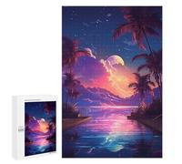 1000 PCS Puzzles pour Adolescentes Tropical Night Pool Scene Puzzle pour Adolescentes - Défi Difficile - Défi Éducatif - Amusement en Famille Et Soirée Jeux 1000 PCS