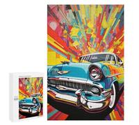 1000 PCS Puzzles pour Adolescentes Vibrant Retro Car Artwork -2 Puzzle pour Adolescentes - Défi Difficile - Défi Éducatif - Amusement en Famille Et Soirée Jeux 1000 PCS