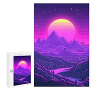 1000 PCS Puzzles pour Adolescentes Vibrant Retro Sunset Landscape Puzzle pour Adolescentes - Défi Difficile - Défi Éducatif - Amusement en Famille Et Soirée Jeux 1000 PCS