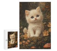 1000 PCS Puzzles pour Adolescentes Whimsical Kitten in Flowers Puzzle pour Adolescentes - Défi Difficile - Défi Éducatif - Amusement en Famille Et Soirée Jeux 1000 PCS