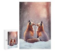 1000 PCS Puzzles pour Adolescentes Winter Foxes in Love Puzzle pour Adolescentes - Défi Difficile - Défi Éducatif - Amusement en Famille Et Soirée Jeux 1000 PCS