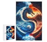 1000 PCS Puzzles pour Adolescentes Yin Yang Dragon Art Print Puzzle pour Adolescentes - Défi Difficile - Défi Éducatif - Amusement en Famille Et Soirée Jeux 1000 PCS