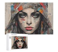 1000 PCS Puzzles pour Adolescents Abstract Woman's Portrait with Newspaper Background Puzzles pour Adultes Jouets Anti-Stress Défi Difficile Cadeaux Et Anniversaires Uniques 1000 PCS