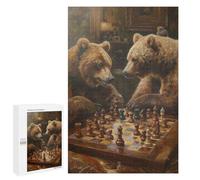 1000 PCS Puzzles pour Adolescents Bears Playing Chess Game Casse-têtes pour Adultes, Jeux De Réflexion, Analyse Et Logique, Cadeaux De Noël Et d'anniversaire 1000 PCS