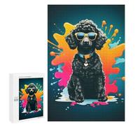 1000 PCS Puzzles pour Adolescents Black Poodle Cute Puzzle pour Adultes : Jeu De Rapidité Manuelle pour Anniversaire, Noël 1000 PCS