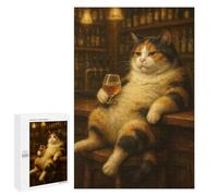 1000 PCS Puzzles pour Adolescents Calico Cat Drinking at The Bar Puzzle, Jouet, Décoration Murale, Difficile, Original, Cadeaux d'anniversaire Et De Noël 1000 PCS