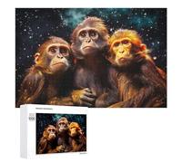 1000 PCS Puzzles pour Adolescents Chimpanzee Trio in Cosmic Light Puzzles pour Adultes Jouets Anti-Stress Défi Difficile Cadeaux Et Anniversaires Uniques 1000 PCS