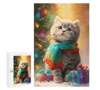 1000 PCS Puzzles pour Adolescents Christmas Kitten with Presents Puzzles pour Adultes Assemblage De Motifs Stimule Le Cerveau Jeux Et Jouets Stimulants 1000 PCS