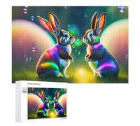 1000 PCS Puzzles pour Adolescents Colorful Bunnies with Rainbow Effects Jeux De Puzzle Relaxants, Amusants Et Humoristiques : des Cadeaux d'anniversaire Et De Noël Uniques 1000 PCS