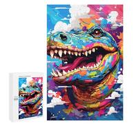 1000 PCS Puzzles pour Adolescents Colorful Dinosaur Art Print-4 Puzzles pour Adultes - Jeu Difficile Et Stimulant À Compléter - Jouets De Jeu Stimulants 1000 PCS