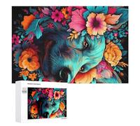 1000 PCS Puzzles pour Adolescents Colorful Floral Wolf Portrait Jeux De Puzzle Relaxants, Amusants Et Humoristiques : des Cadeaux d'anniversaire Et De Noël Uniques 1000 PCS