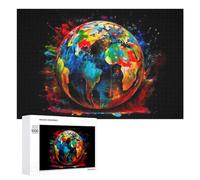 1000 PCS Puzzles pour Adolescents Colorful Painted Globe Artwork Puzzles pour Adultes, Jeu Familial D'analyse Et De Logique, Cadeaux Anti-Stress 1000 PCS