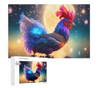 1000 PCS Puzzles pour Adolescents Colorful Rooster Moon Night Jeux De Puzzle Relaxants, Amusants Et Humoristiques : des Cadeaux d'anniversaire Et De Noël Uniques 1000 PCS