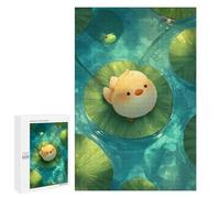 1000 PCS Puzzles pour Adolescents Cute Chick and Frog on Lilypads Puzzle pour Adultes : Jeu De Rapidité Manuelle pour Anniversaire, Noël 1000 PCS