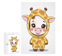 1000 PCS Puzzles pour Adolescents Cute Cow in Giraffe Costume Puzzle pour Adultes : Jeu De Rapidité Manuelle pour Anniversaire, Noël 1000 PCS