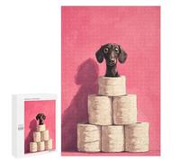 1000 PCS Puzzles pour Adolescents Dachshund on Toilet Paper Tower Dog Bathroom Art Puzzles pour Adultes Et Familles : Les Jeux Améliorent La Mémoire Et Stimulent Le Cerveau