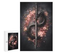 1000 PCS Puzzles pour Adolescents Dragon Sword with Cherry Blossoms -3 Puzzles pour Adultes Assemblage De Motifs Stimule Le Cerveau Jeux Et Jouets Stimulants 1000 PCS