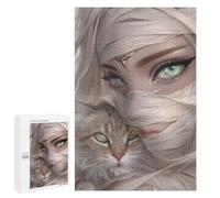 1000 PCS Puzzles pour Adolescents Elegant Woman with Cat Puzzles pour Adultes - Jeu Difficile Et Stimulant À Compléter - Jouets De Jeu Stimulants 1000 PCS