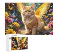 1000 PCS Puzzles pour Adolescents Enchanted Butterfly Cat Garden Jeux De Puzzle Relaxants, Amusants Et Humoristiques : des Cadeaux d'anniversaire Et De Noël Uniques 1000 PCS