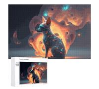 1000 PCS Puzzles pour Adolescents Enchanted Fox Amidst Celestial Flames Jeux De Puzzle Relaxants, Amusants Et Humoristiques : des Cadeaux d'anniversaire Et De Noël Uniques 1000 PCS