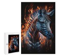 1000 PCS Puzzles pour Adolescents Flaming Zebra Art Print -2 Puzzles pour Adultes - Jeu Difficile Et Stimulant À Compléter - Jouets De Jeu Stimulants 1000 PCS