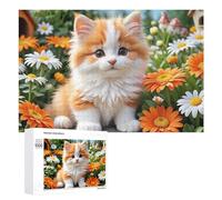 1000 PCS Puzzles pour Adolescents Fluffy Kitten Garden Jeux De Puzzle Relaxants, Amusants Et Humoristiques : des Cadeaux d'anniversaire Et De Noël Uniques 1000 PCS