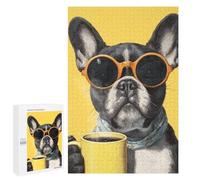 1000 PCS Puzzles pour Adolescents Frenchie with Coffee Mug-3 Puzzles pour Adultes - Jeu Difficile Et Stimulant À Compléter - Jouets De Jeu Stimulants 1000 PCS
