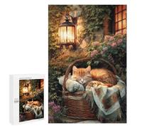 1000 PCS Puzzles pour Adolescents Garden Basket with Sleeping Cat Puzzles pour Adultes Assemblage De Motifs Stimule Le Cerveau Jeux Et Jouets Stimulants 1000 PCS