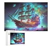 1000 PCS Puzzles pour Adolescents Ghost Ship in Mystic Waters Puzzles pour Adultes, Jeu Familial D'analyse Et De Logique, Cadeaux Anti-Stress 1000 PCS