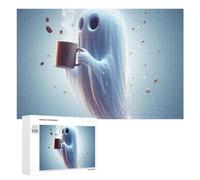 1000 PCS Puzzles pour Adolescents Ghost with Coffee Cup Jeux De Puzzle Relaxants, Amusants Et Humoristiques : des Cadeaux d'anniversaire Et De Noël Uniques 1000 PCS