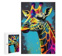 1000 PCS Puzzles pour Adolescents Giraffe Animal Popart Casse-têtes pour Adultes, Jeux De Réflexion, Analyse Et Logique, Cadeaux De Noël Et d'anniversaire 1000 PCS