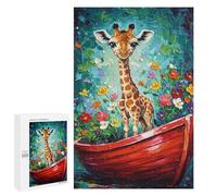 1000 PCS Puzzles pour Adolescents Giraffe in Boat Painting Puzzles pour Adultes Et Familles : Les Jeux Améliorent La Mémoire Et Stimulent Le Cerveau