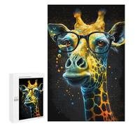 1000 PCS Puzzles pour Adolescents Giraffe with Glasses Art Print-8 Puzzle pour Adultes - Jeu Manuel - Défi Difficile - Idéal comme Cadeau 1000 PCS