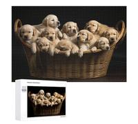 1000 PCS Puzzles pour Adolescents Golden Retriever Puppies in Basket-1 Puzzles pour Adultes, Jeu Familial D'analyse Et De Logique, Cadeaux Anti-Stress 1000 PCS