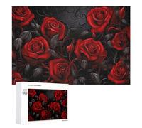 1000 PCS Puzzles pour Adolescents Gothic Red Rose Wallpaper-2 Jeux De Puzzle Relaxants, Amusants Et Humoristiques : des Cadeaux d'anniversaire Et De Noël Uniques 1000 PCS